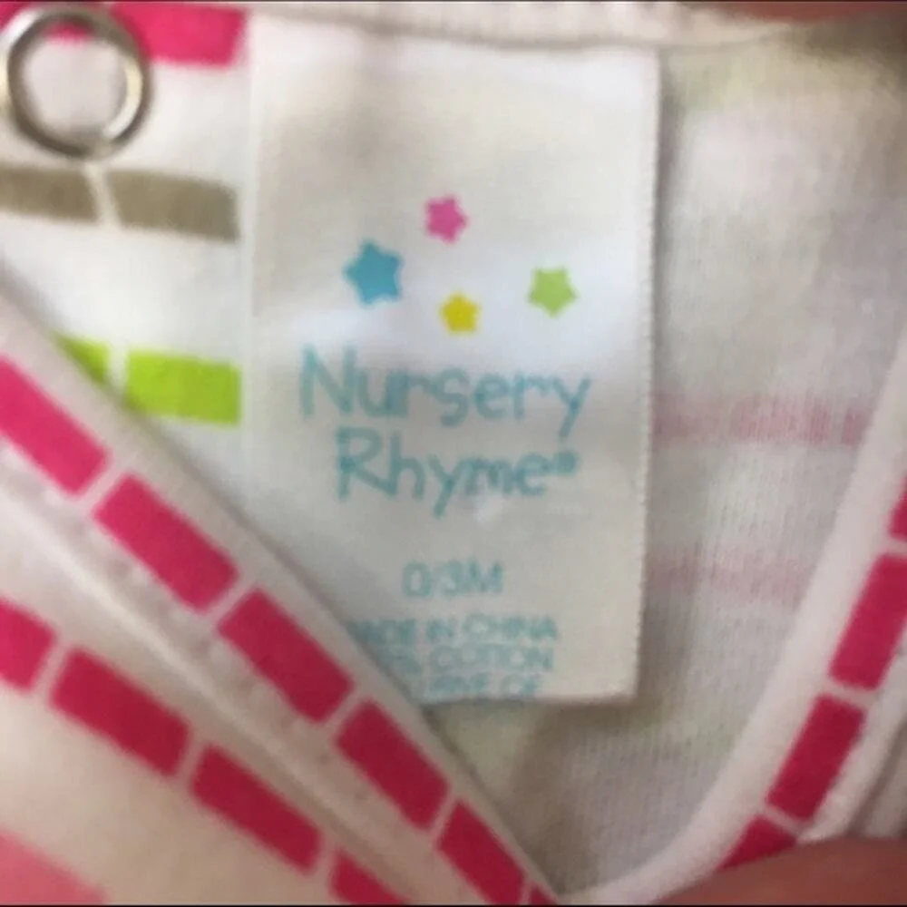Nursery Rhyme Girls Dress Sz 0-3 Mo Elephant Bird Pink Green Stripe Bloomers NEW